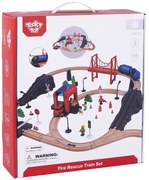 Tooky Toy - Дървено влакче с релси и спасителни коли TH683
