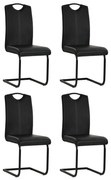 246194 vidaXL Конзолни трапезни столове, 4 бр, черни, изкуствена кожа