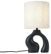 Japandi настолна лампа черна с ленен абажур - Dahlia