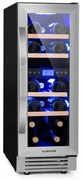 Klarstein Vinovilla Duo 17, двузонов шкаф за вино, хладилник, 53 л, 17 фл., 3-цветно LED осветление, стъклена врата