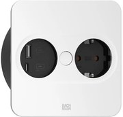 BACHMANN Модул TWIST 2 КВАДРАТЕН с 1х Шуко и USB тип A+C, с кабел 2м, цвят Бял,  - B946.205