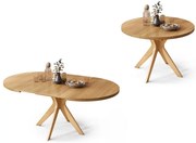 РЕНЦО Естествен дъб - КРЪГЛА ДЪРВЕНА МАСА Ø110 РАЗТЕГАТЕЛНА ДО 180 см | ЗА КУХНЯ ТРАПЕЗАРИЯ ХОЛ РЕТРО