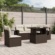 3267913 vidaXL Градински комплект с възглавници, 6 части, кафяв, полиратан