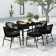 3099242 vidaXL Градински трапезен комплект, 7 части, черен