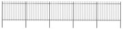 Градинска ограда с пики, стомана, 8,5x1,5 м, черна
