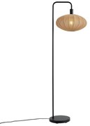 Japandi подова лампа черна с кафяв текстилен абажур - Bida