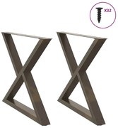 4012735 vidaXL Крака за трапезарна маса, 2 бр., естествена стомана, 90 x (72-73,3) см, стомана