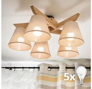 Brilagi - LED  Полилей за повърхностен монтаж ANTHONY 5xE14/40W/230V дъб/бежов