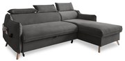 Тъмносив ъглов разтегателен диван от кадифе (десен ъгъл) Sweet Harmony - Miuform