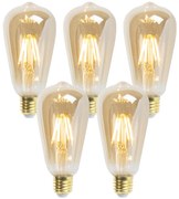 Комплект от 5 E27 димируеми LED крушки ST64 Goldline 5W 380lm 2200K