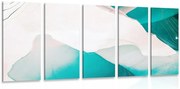 картини от 5 части – Модерна синя абстракция
