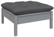 806642 vidaXL Градинска табуретка с възглавница антрацит, сива, бор масив