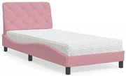 3208639 vidaXL Легло с матрак, розово, 90x200 см, кадифе