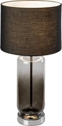 Rabalux Rien, настолна лампа, лампа от тонирано стъкло/метал със сив текстилен абажур, E27 1xMAX60W, В55см, Д27,5см, кабел: 150с