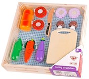 Tooky Toy - Зеленчуци за рязане в щайга, голям комплект