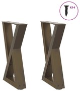 4012699 vidaXL Крака за масичка за кафе, 2 бр., естествена стомана, 28 x (42-43,3) см, стомана