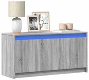 852213 vidaXL ТВ шкаф с LED, сив сонома, 100x34x50 см, инженерно дърво