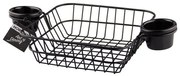 Метална кошничка за сервиране с две дръжки и два рамекина 20х20х6,5см черна (HC-93823)