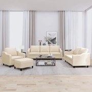 3201780 vidaXL Комплект дивани от 4 части с възглавници, кремав, плат