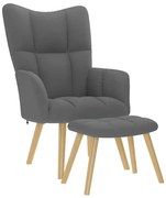 4016779 vidaXL Релакс стол с табуретка, тъмносив, текстил