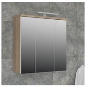 Стенно шкафче за баня с огледало VENOM, бяло/дъб сонома