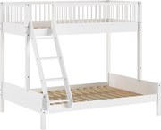 Бяло детско легло 140x200/90x200 cm от масивен бук двуетажно с включена подматрачна рамка Forrest – Vipack