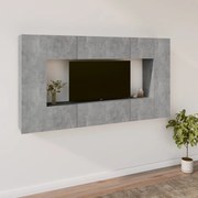 3114289 vidaXL Комплект ТВ шкафове от 8 части, бетонно сив, инженерно дърво
