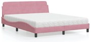 3208436 vidaXL Легло с матрак Dover, розово, 160x200 см, кадифе
