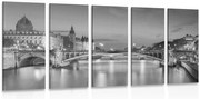картини от 5 части – Ослепителна панорама на Париж в черно-бяло