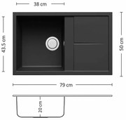 Leks UNICO PLUS 79.1 SI Композитна мивка за вграждане