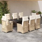 3213242 vidaXL Градински комплект с възглавници, 9 части, бежов полиратан