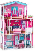 Woody - Дървена къща с обзавеждане и асансьор, Мирабела, за кукли тип "Барби"