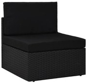 49498 vidaXL Модулен междинен диван, полиратан, черен