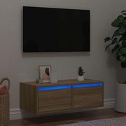 860231 vidaXL ТВ шкаф с LED осветление, дъб сонома, 75x35,5x25 см