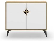 Шкаф в дъбов декор в бял и естествен цвят 95x79 cm Nola - Marckeric