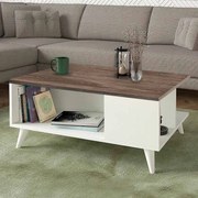 Седра меламиново кафе маса в бял - орехов цвят 90x60x38,6см.