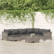 3187297 vidaXL Градински комплект с възглавници, 8 части, полиратан, сив