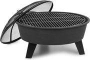 Blumfeldt Nolana, 2-в-1 огнище, Ø73 cm, защита срещу искри, Ø64 cm грил, стомана черно