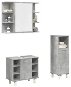 3324854 vidaXL Комплект мебели за баня от 3 части бетонно сив инженерно дърво