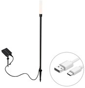 Външна подова лампа черна с акумулаторен LED и соларен панел - Barry