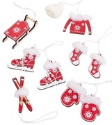 Дървени Коледни украси в комплект 10 бр. – Casa Selección