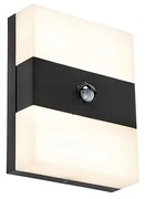 Външна стенна лампа черна IP44 с LED с датчик за движение - Dualy