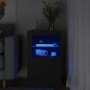 836632 vidaXL Страничен шкаф с LED осветление, черен, инженерно дърво