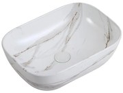 Мивка за баня 887 MARBLE, Inter Ceramic, монтаж върху плот, порцелан, бял мат, 33х14х46см