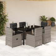 3262907 vidaXL Градински комплект 7 части с възглавници светлосив полиратан