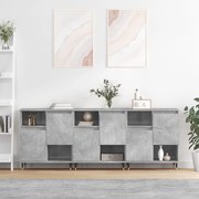 3190145 vidaXL Сайдборди, 3 бр, бетонно сиви, инженерно дърво