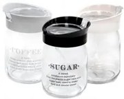 Стъклен буркан с лъжичка и декор 580мл (ЧЕРЕН,БЯЛ или СИВ капак) OTTO M-131012 - Horecano