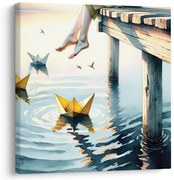 Картина на платно – Почивка на кей до езеро