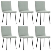 3315556 vidaXL Трапезни столове, 6 бр, светлосиви, кадифе