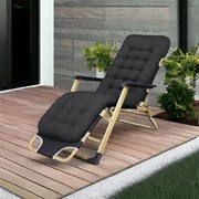 Градински шезлонг в златист цвят с черна чанта